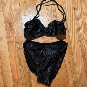 Vintage Bill Blass Emerald and Black sparkle ✨ bikini! Size 8